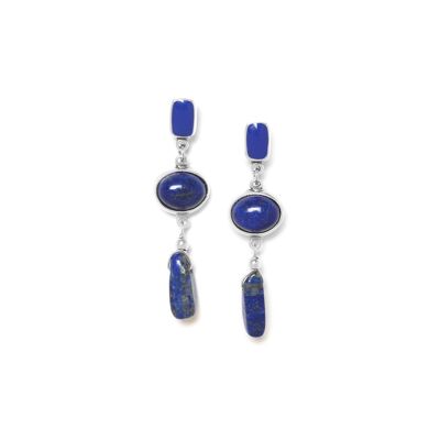 INDIGO blaue Emaille-Ohrringe mit Druckknopfverschluss