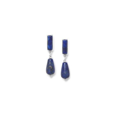 INDIGO  boucles d'oreilles poussoir goutte lapis