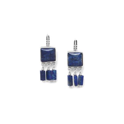 INDIGO square sleeper earrings with 3 tassels