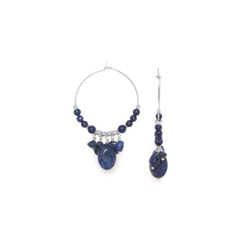 INDIGO  boucles d'oreilles créoles lapis