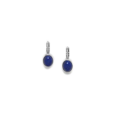 INDIGO oval lapis sleeper earrings