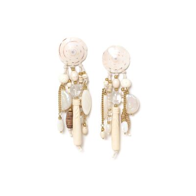 PONDICHERY multi-tassel push earrings