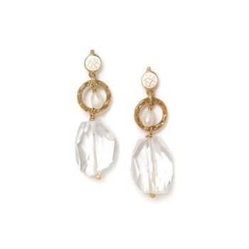 PONDICHERY  boucles d'oreilles poussoir cristal de roche 1