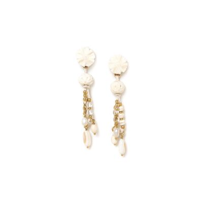 PONDICHERY push-button earrings with 3 tassels