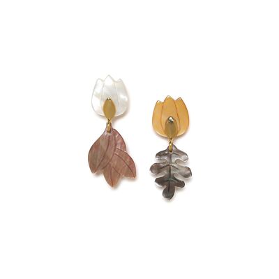 MON JARDIN asymmetrical tulip top earrings