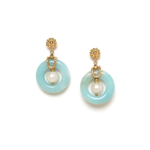 HONOLULU  boucles d'oreilles poussoir anneau amazonite