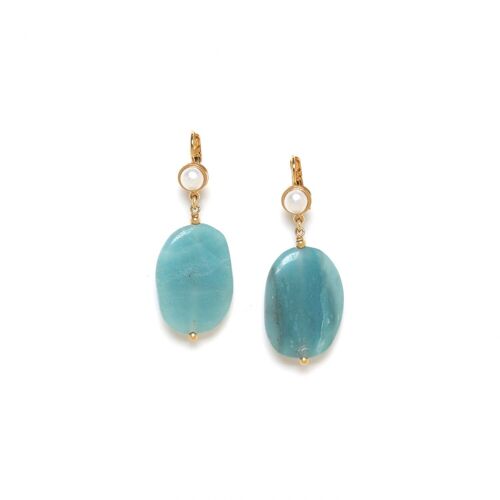 HONOLULU  boucles d'oreilles dormeuses pendant amazonite