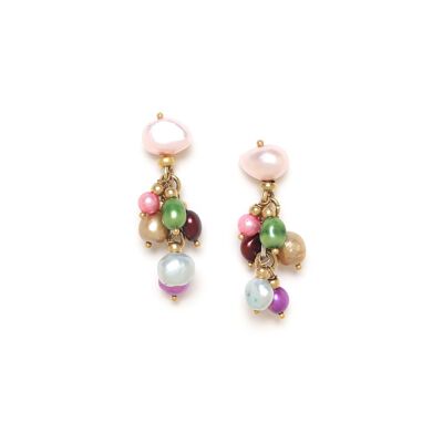 MONTE ROSSO freshwater pearl cluster push earrings
