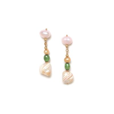 MONTE ROSSO pink freshwater pearl top push earrings