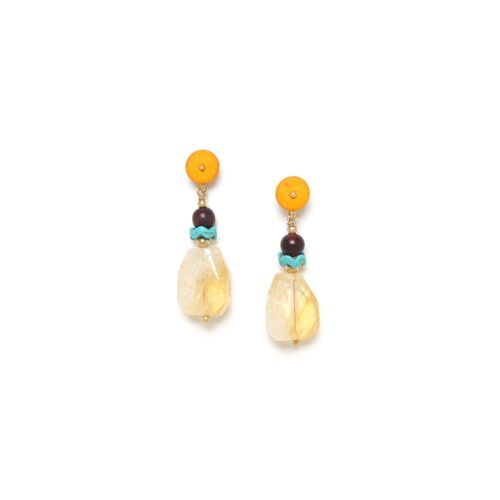 LHASSA  boucles d'oreilles poussoir citrine facettée