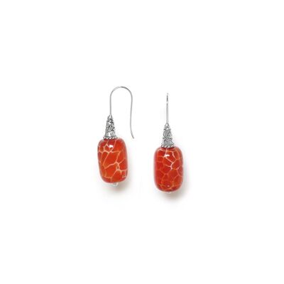 TERRA COTTA  boucles d'oreilles crochet agate cylindre