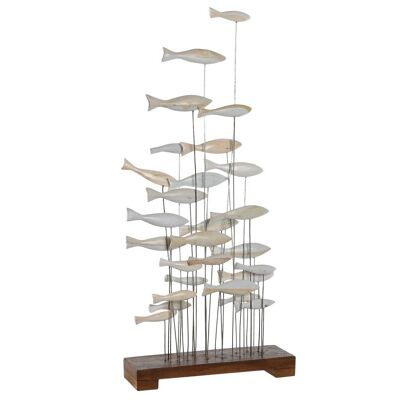 WOODEN METAL DECORATION 45X45X100 WHITE FISH DH210574