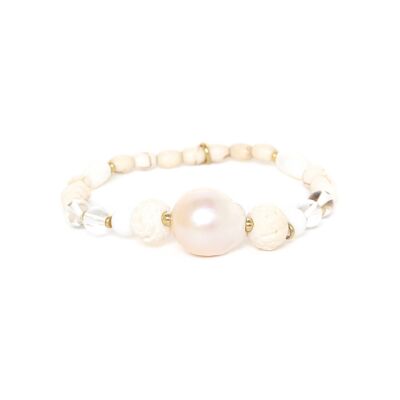 PONDICHERY bracciale elasticizzato graduato perla d'acqua dolce