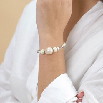 PONDICHERY  bracelet extensible gradué perle d'eau douce 2
