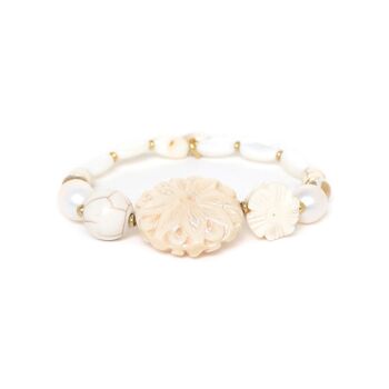 PONDICHERY  bracelet extensible perle os gravée 1