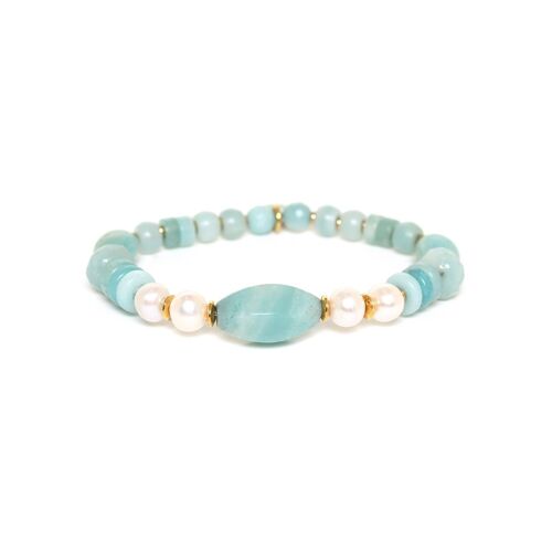 HONOLULU  bracelet extensible amazonite et perles d'eau douce