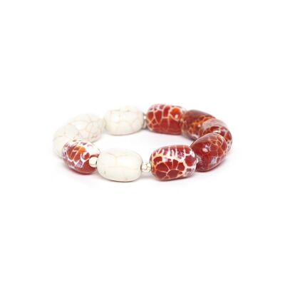 TERRA COTTA stretch bracelet cylindrical beads