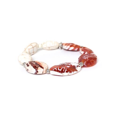TERRA COTTA  bracelet extensible perles plates