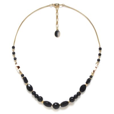 BAGHEERA short thin onyx and literary cone necklace
