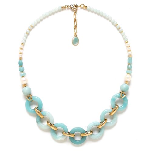 HONOLULU  collier court anneaux amazonite