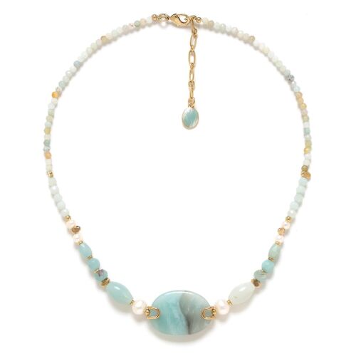 HONOLULU  collier court médaillon amazonite