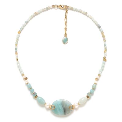 HONOLULU short amazonite medallion necklace