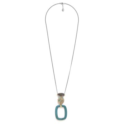 SOLENZARA lange Halskette mit Terrazzo-Anhänger und blauer Ring