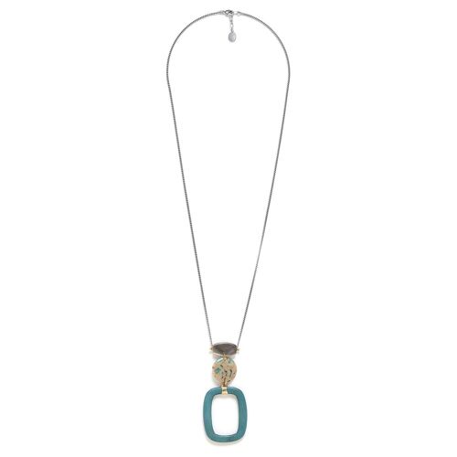 SOLENZARA  collier long pendentif terrazzo et anneau bleu