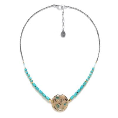 SOLENZARA kurze Halskette aus Terrazzo und blauem Howlith