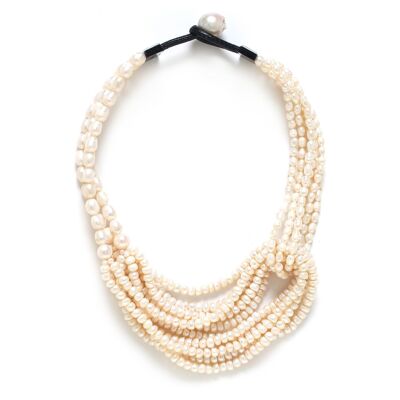MOONLIGHT pearl interlaced bib necklace