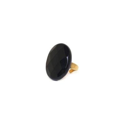 BAGHEERA  bague ajustable onyx facettée