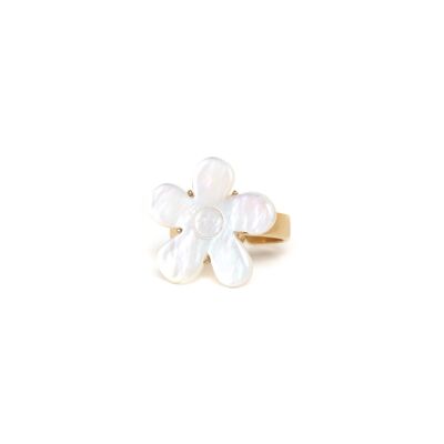 MON JARDIN adjustable white mother-of-pearl ring