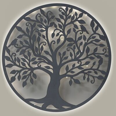 Decorazione da parete a led in metallo 99X2X99 Albero Bianco DP211470
