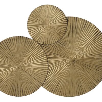 DÉCORATION MURALE MDF 107X2X81 CERCLES DORÉS DP184974