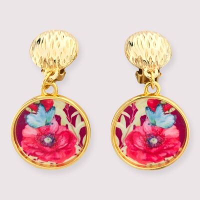 Earrings with Clips “Le Jardin de Coquelicots”