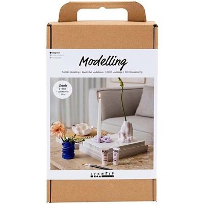 DIY Modeling Kit - Self-hardening clay - Pots and vases - 4 pcs