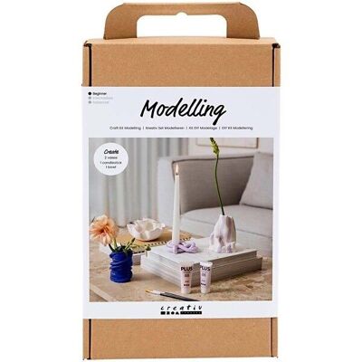 Kit de modelado DIY - Arcilla autoendurecible - Macetas y jarrones - 4 piezas