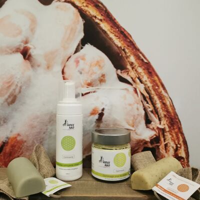 Pack de implementación Jabón, exfoliante y espuma limpiadora