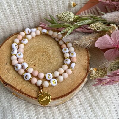Bracelet d'allaitement perles quartz (Beige rose)