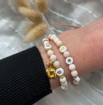 Bracelet d'allaitement perles quartz (Beige rose) 3