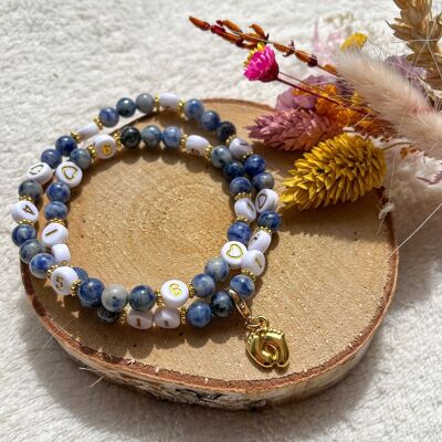 Quartz bead nursing bracelet (Blue)