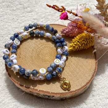 Bracelet d'allaitement perles quartz (Bleu) 1