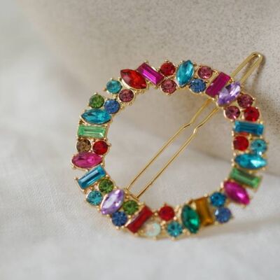 April Barrette Round Colored Stones