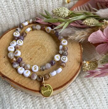 Bracelet d'allaitement perles quartz (Marbre violet) 1