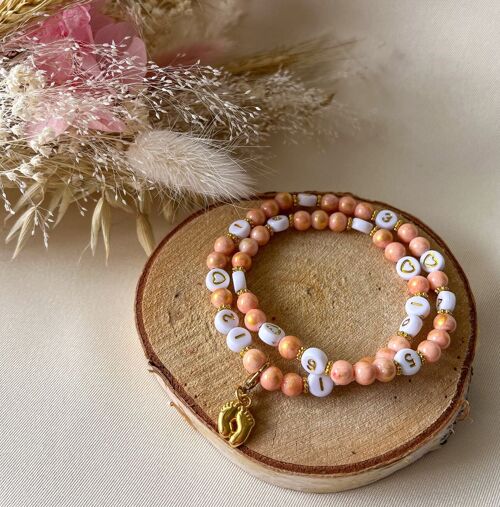 Bracelet d'allaitement perles quartz (Orange et doré)