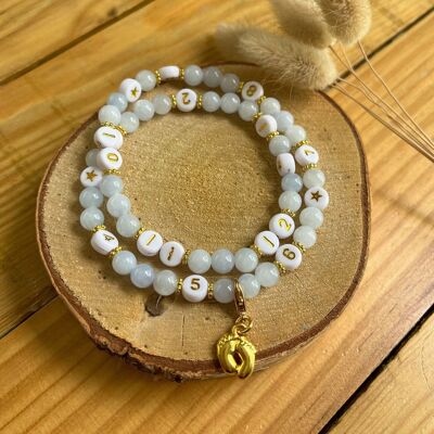Bracelet d'allaitement perles quartz (Ultralight Blue)