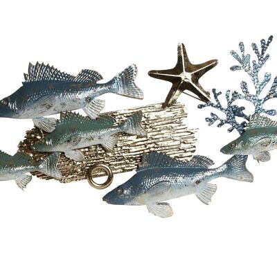 METAL WALL DECORATION 100X5X46 BLUE FISH DP210998