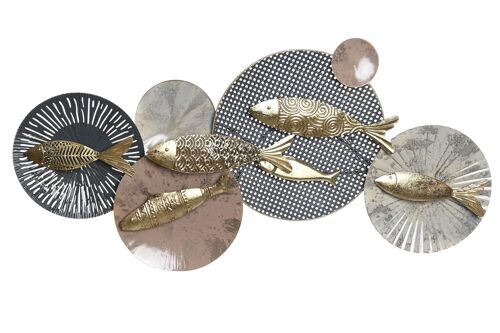 Decoracion Pared Metal 134X10X66 Peces Multicolor DP203910