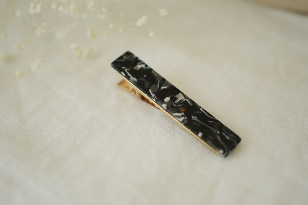 Fermaglio per capelli nero al quarzo Mahalia