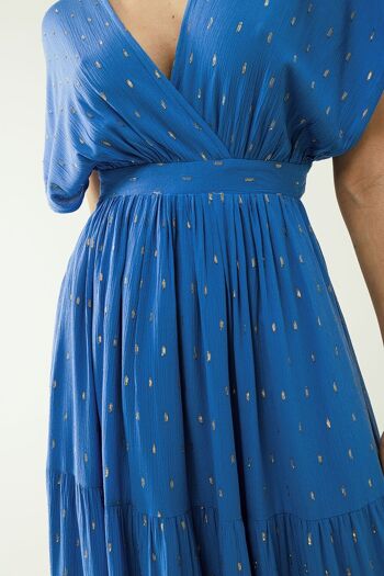 robe maxi suelto azul sith détails dorés 3